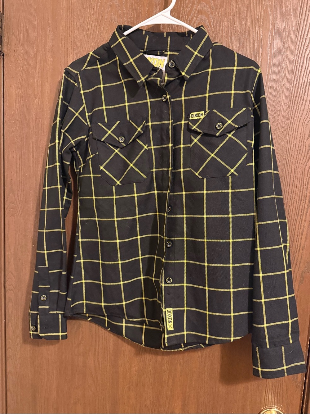 DIXXON Womens Black & Yellow button up flannel